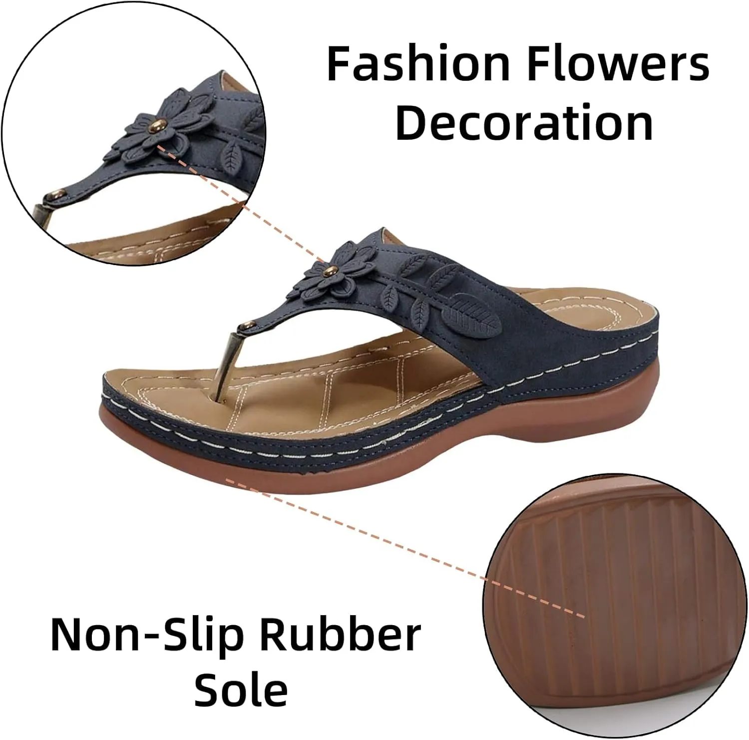 Womens Arch Support Soft Cushion Flip Flops Yoga Mat Comfortable Walking Thong Sandals Slip On Wedge Sandal Indoor Outdoor for Summer