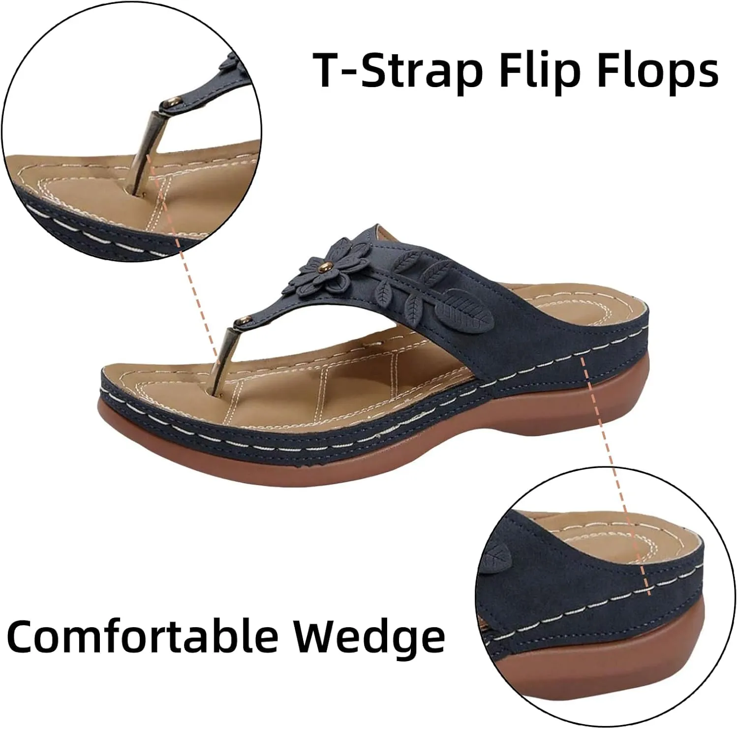 Womens Arch Support Soft Cushion Flip Flops Yoga Mat Comfortable Walking Thong Sandals Slip On Wedge Sandal Indoor Outdoor for Summer