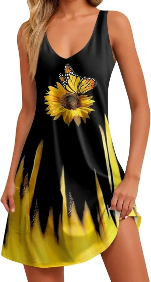 Women's Casual Dresses, Short Sleeve Tie V Neck Ruffled Midi Flowy Dress Women's V Neck Short Sleeve Summer Maxi Dress
