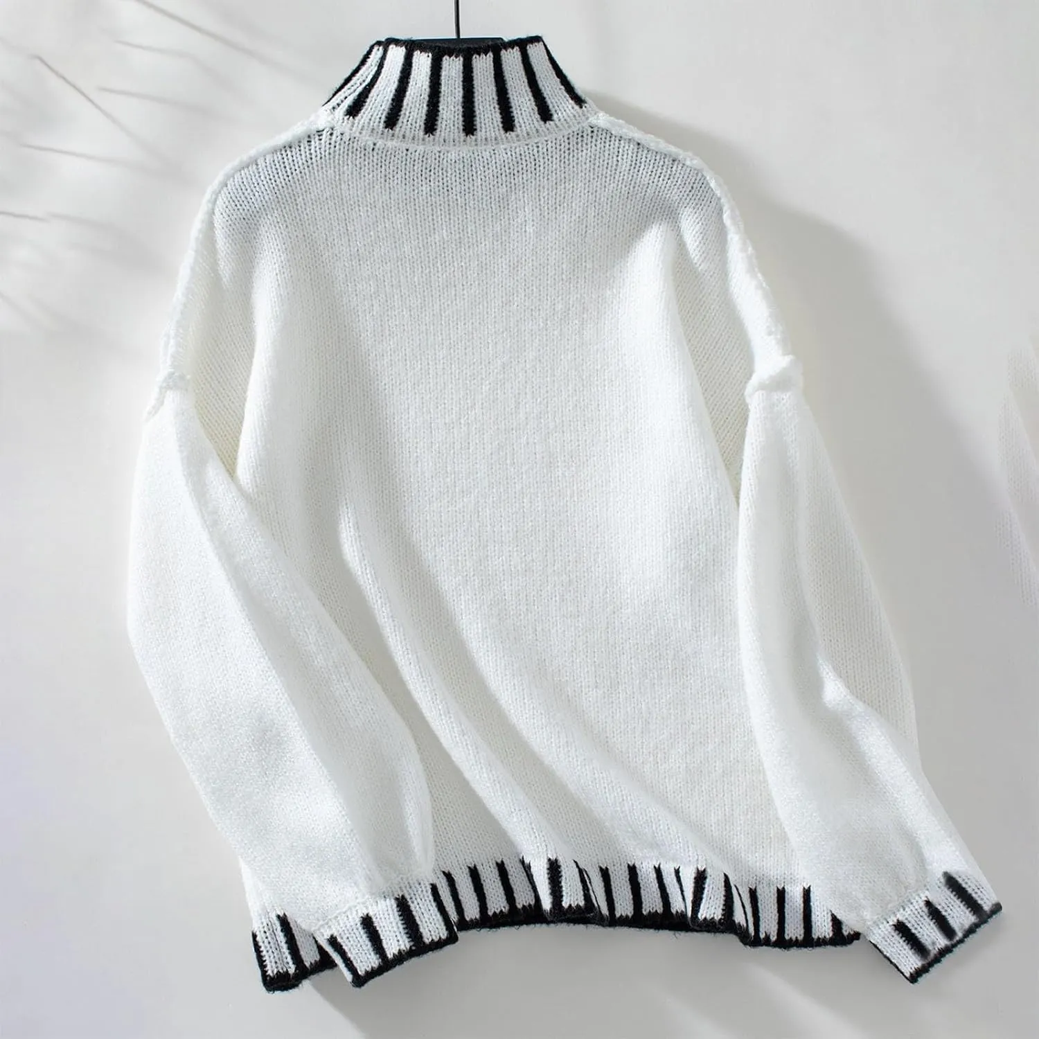 Women's Chunky Knit Winter Sweaters Fall Casual Long Sleeve Mock Neck Oversized Fuzzy Pullover Sweater Tops