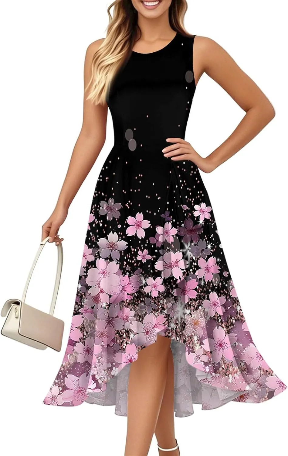 Women's Cocktail Party Formal Wedding Guest Church Dresses A Line High Low Ruffled Split Hem Party Midi Dresses