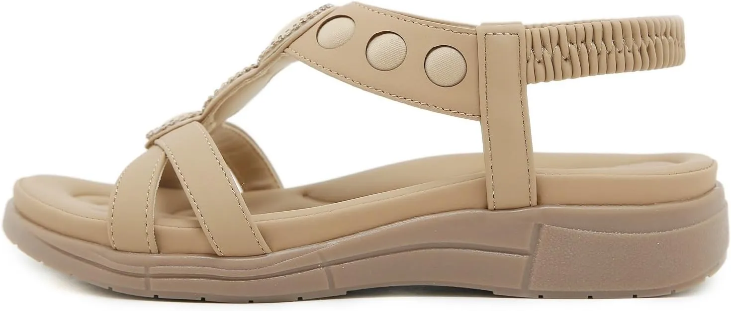 Women's Comfortable Orthopedic Sandals Arch Support Adjustable Double Strap Lightweight Summer Platform Sandals Walking Casual Orthotic Sandals