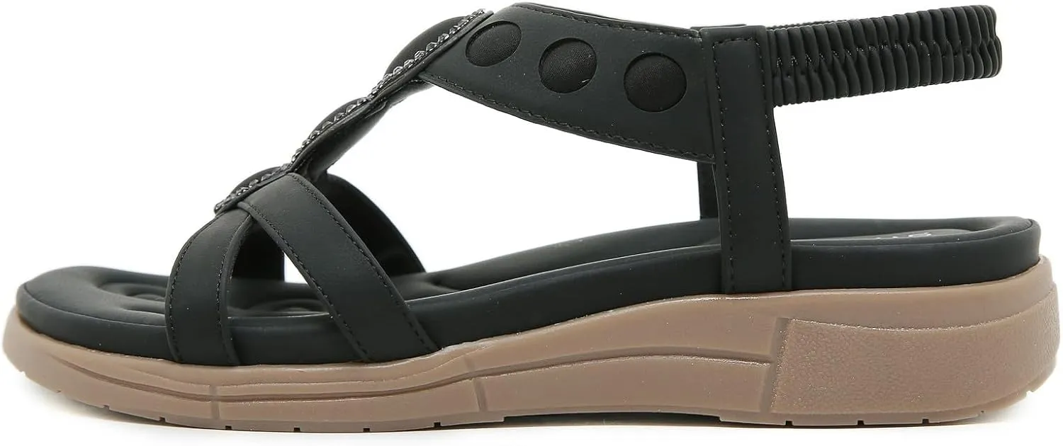 Women's Comfortable Orthopedic Sandals Arch Support Adjustable Double Strap Lightweight Summer Platform Sandals Walking Casual Orthotic Sandals
