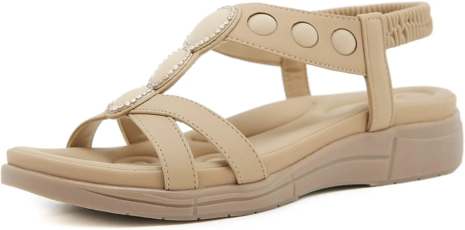 Women's Comfortable Orthopedic Sandals Arch Support Adjustable Double Strap Lightweight Summer Platform Sandals Walking Casual Orthotic Sandals