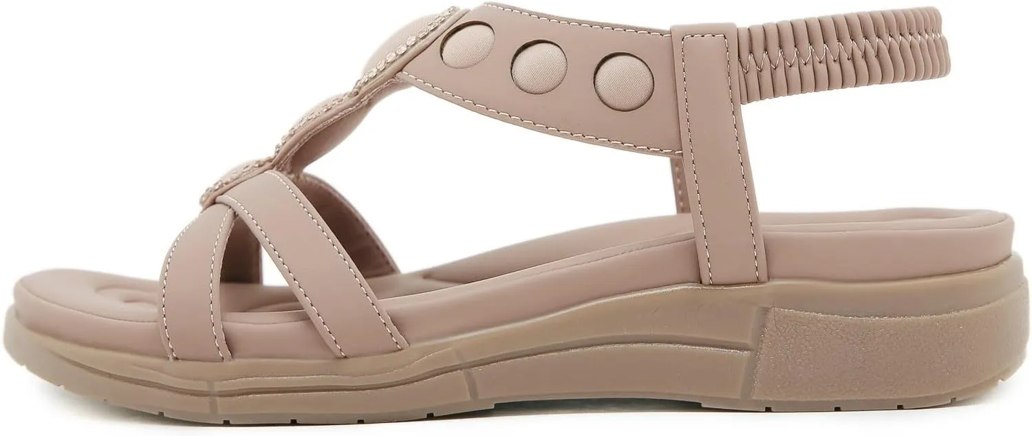 Women's Comfortable Orthopedic Sandals Arch Support Adjustable Double Strap Lightweight Summer Platform Sandals Walking Casual Orthotic Sandals