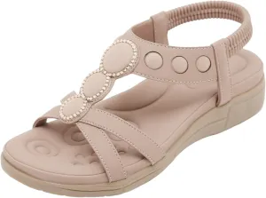 Women's Comfortable Orthopedic Sandals Arch Support Adjustable Double Strap Lightweight Summer Platform Sandals Walking Casual Orthotic Sandals