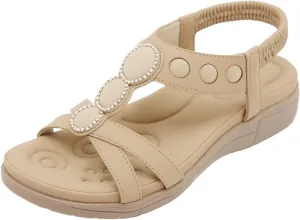 Women's Comfortable Orthopedic Sandals Arch Support Adjustable Double Strap Lightweight Summer Platform Sandals Walking Casual Orthotic Sandals