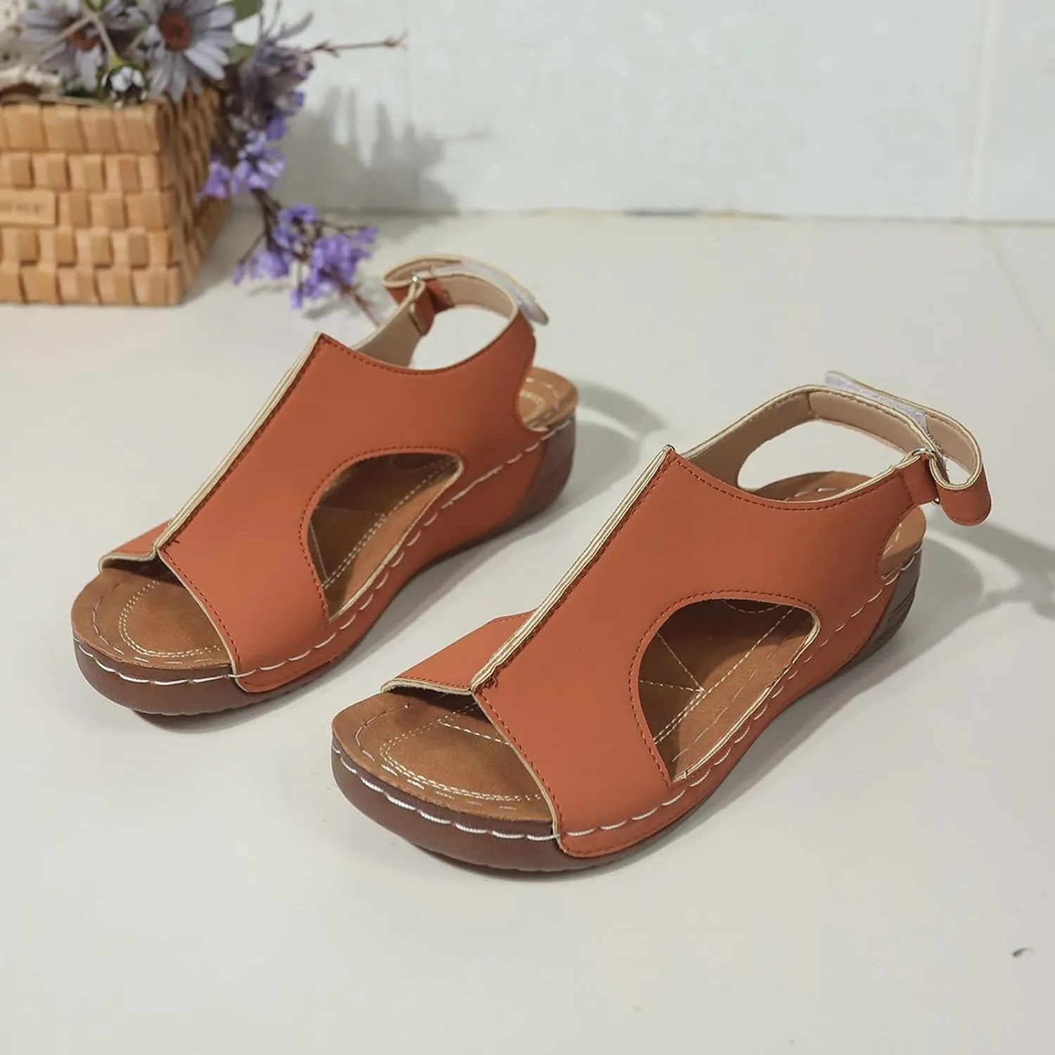 Women's Comfortable Orthopedic Sandals Wedges Shoes For Women Sandals With Arch Support Comfortable Sandals Summer Casual Flip Yoga Sling Sandals