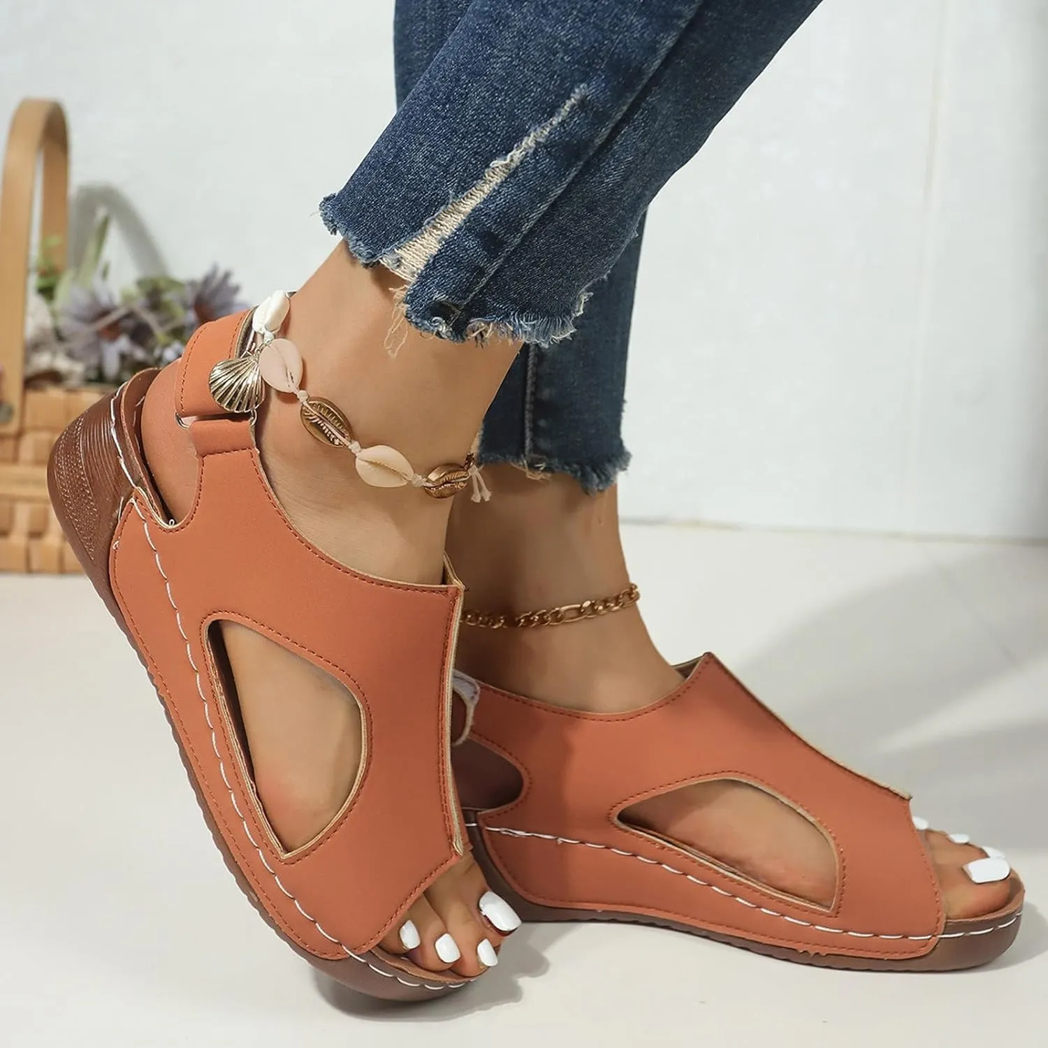 Women's Comfortable Orthopedic Sandals Wedges Shoes For Women Sandals With Arch Support Comfortable Sandals Summer Casual Flip Yoga Sling Sandals