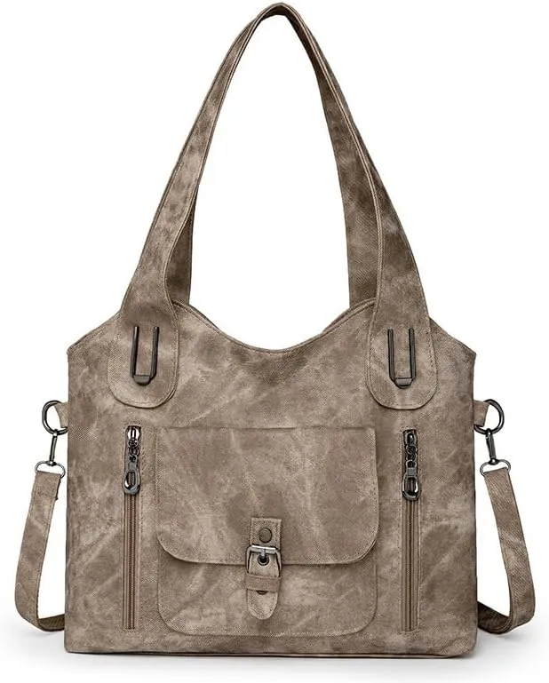 Women's crossbody bag PU leather multi pocket handbag, women's wallet large Hobo shoulder bag, detachable shoulder strap