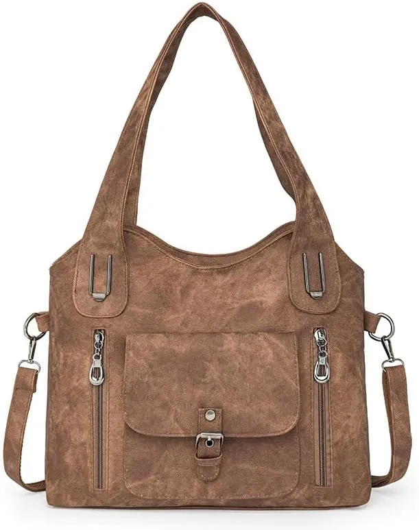 Women's crossbody bag PU leather multi pocket handbag, women's wallet large Hobo shoulder bag, detachable shoulder strap