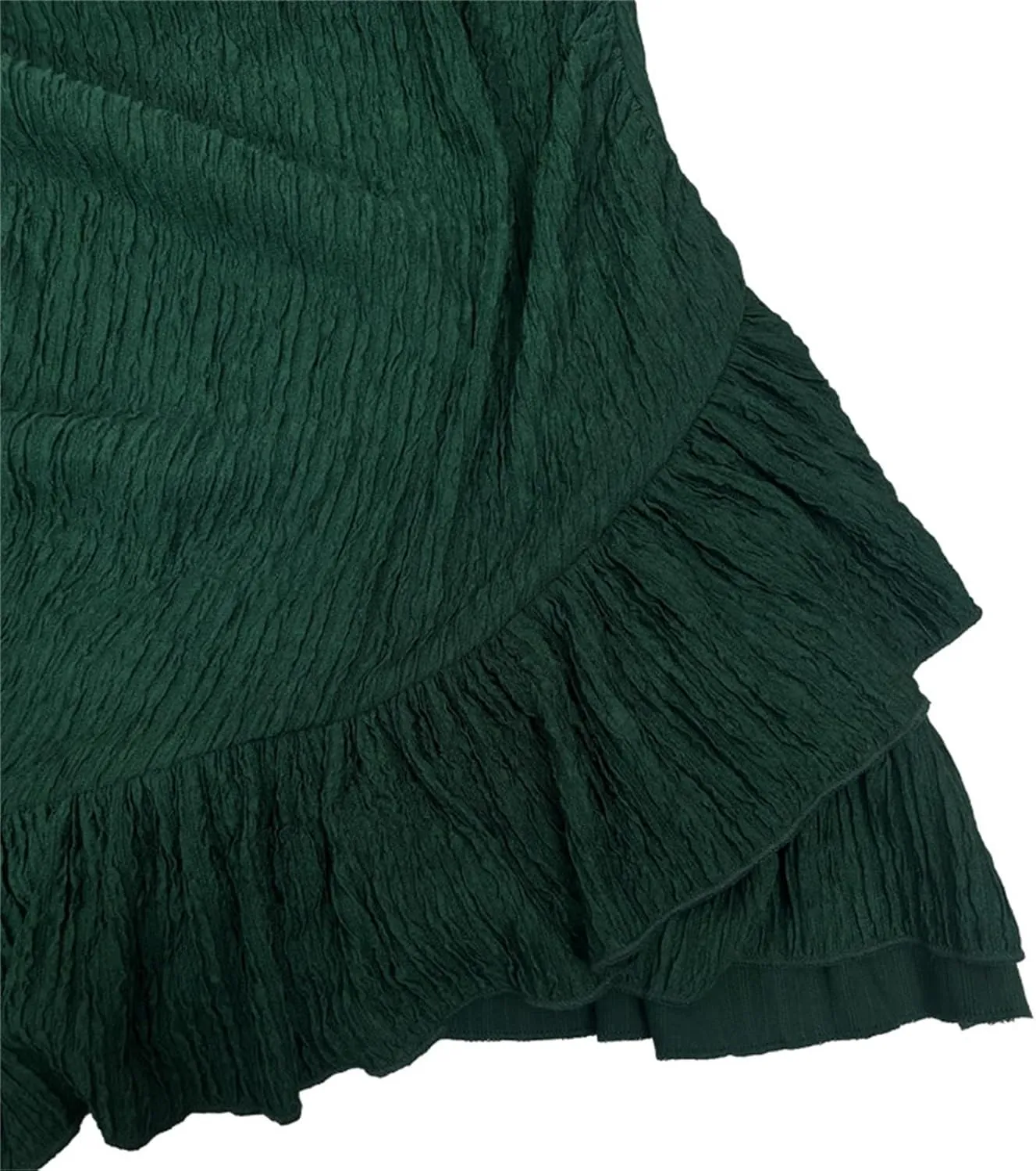 Women's Fall Ruched Bodycon Mini Dress Long Puff Sleeve Ruffle Fitted Cocktail Dresses