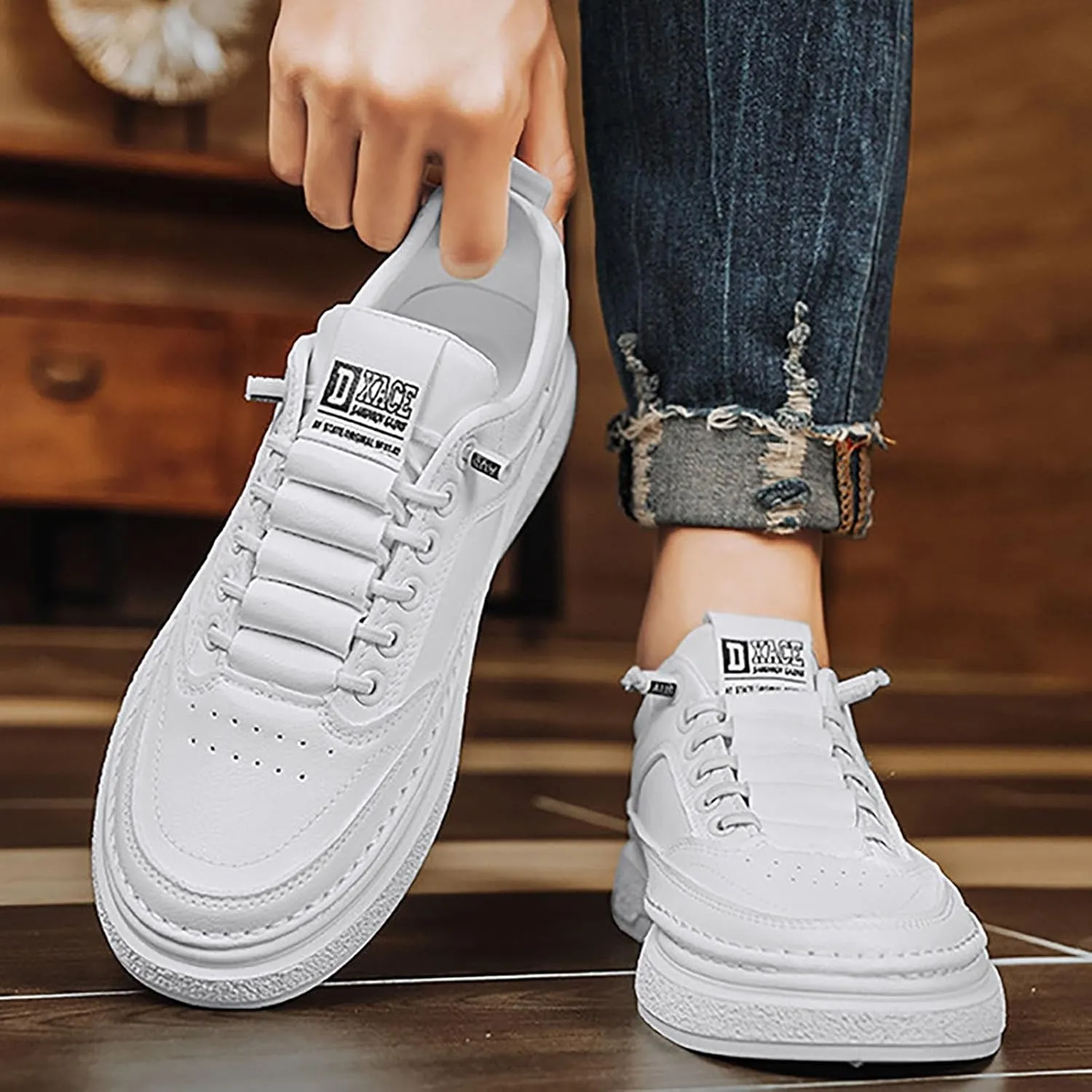 Women's Fashion Sneakers Casual Shoes with Platform Low Top Chunky Design Lace Up for Walking and Tennis