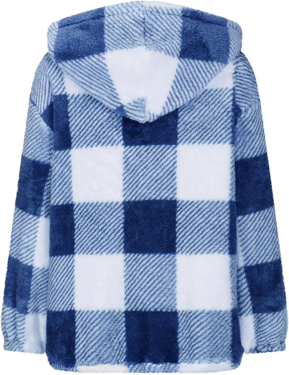 Womens Fleece Sherpa Jacket Casual Winter Jacket Oversized Button Down Jacket Trendy Flannel Plaid Jacket with Pocket