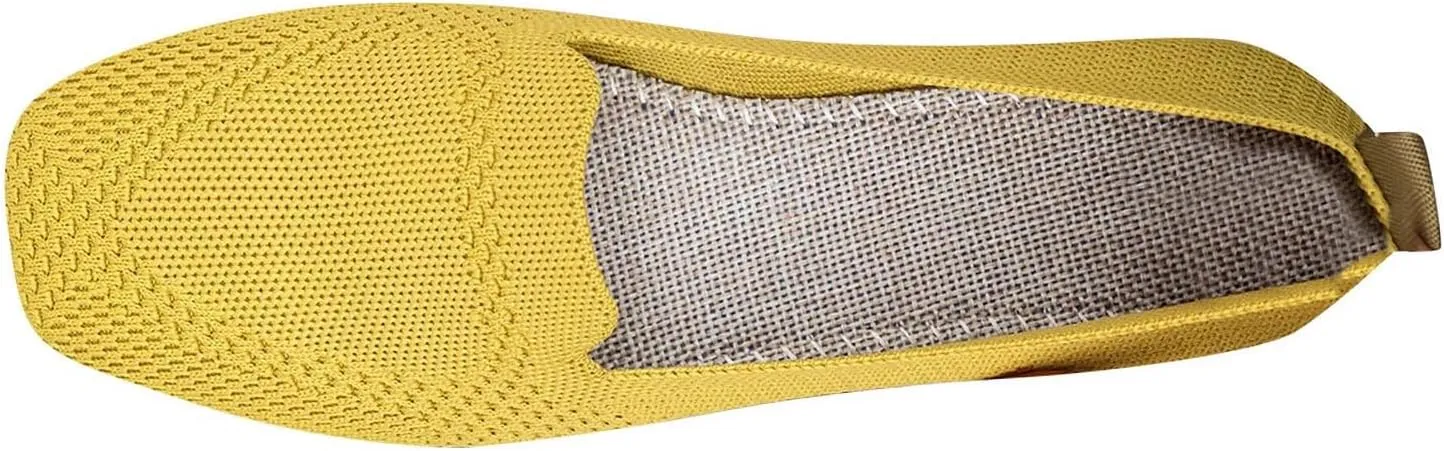 Women's Fly Weave Flat Shoes Large Size Square Toe Flat Shoes Casual Comfortable One Foot Stirrups Work Single Shoes