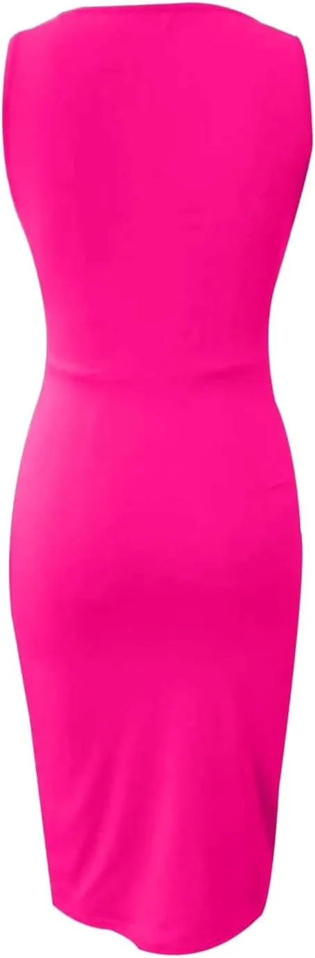 Women's Formal Business Dress Sexy Elegant Trendy Solid Color V-Neck Slim Bodycon Prom Party Cocktail Dresses, S-2XL