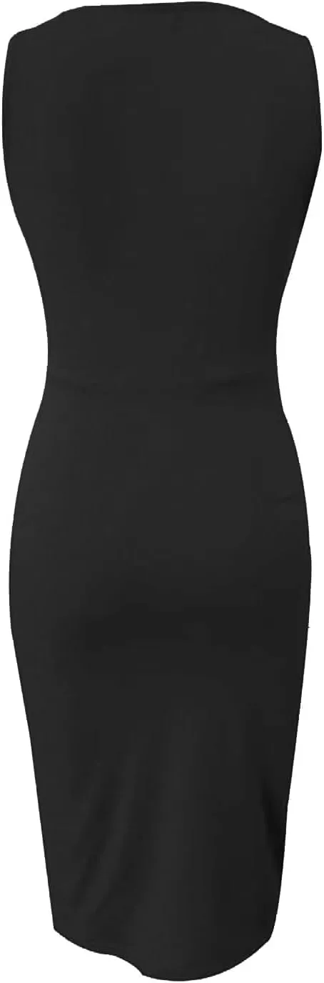 Women's Formal Business Dress Sexy Elegant Trendy Solid Color V-Neck Slim Bodycon Prom Party Cocktail Dresses, S-2XL