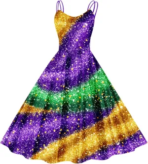Women's Mardi Gras Dress Color Block Swing Maxi Dress Homecoming Dresses Holiday Carnival Formal Evening Dresses