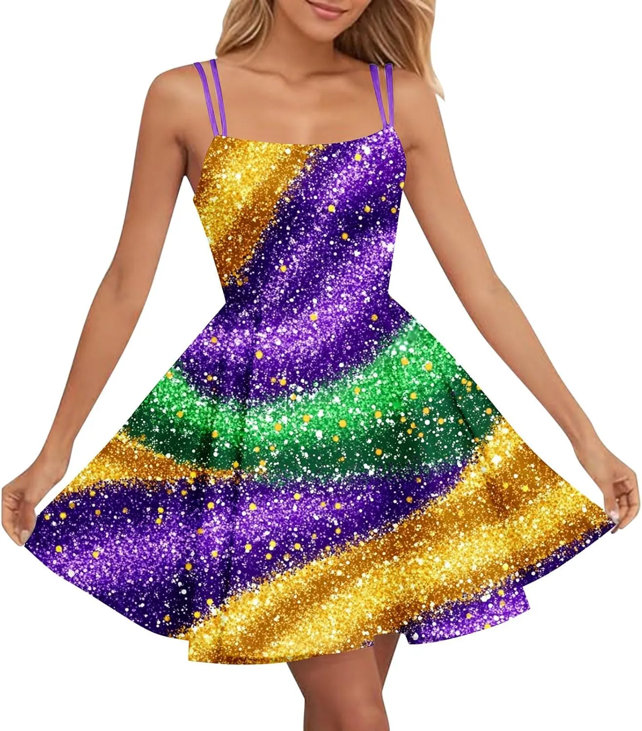 Women's Mardi Gras Dress Color Block Swing Maxi Dress Homecoming Dresses Holiday Carnival Formal Evening Dresses