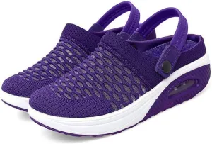 Womens Orthopedic Clogs with Air Cushion Support Mesh Garden Shoes Lightweight Diabetic Walking Shoes Wide Width Stretch Sandals Slippers