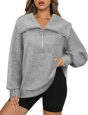 Womens Oversized Sweatshirts Zip Up Hoodie Loose Fit Pullover Sweaters Long Sleeve Tops for Women Fall Fashion 2024