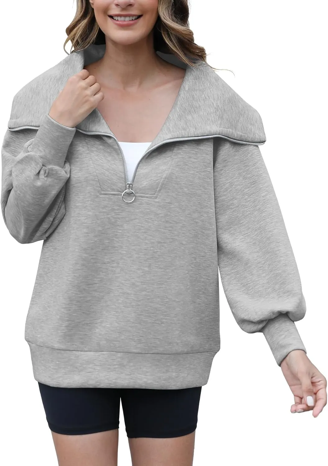 Womens Oversized Sweatshirts Zip Up Hoodie Loose Fit Pullover Sweaters Long Sleeve Tops for Women Fall Fashion 2024