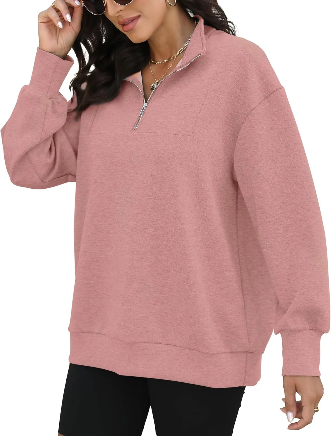 Womens Oversized Sweatshirts Zip Up Hoodie Loose Fit Pullover Sweaters Long Sleeve Tops for Women Fall Fashion 2024