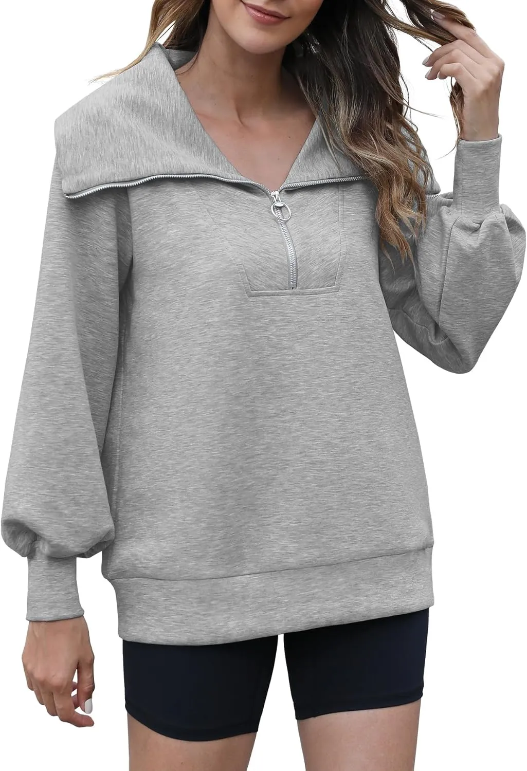 Womens Oversized Sweatshirts Zip Up Hoodie Loose Fit Pullover Sweaters Long Sleeve Tops for Women Fall Fashion 2024