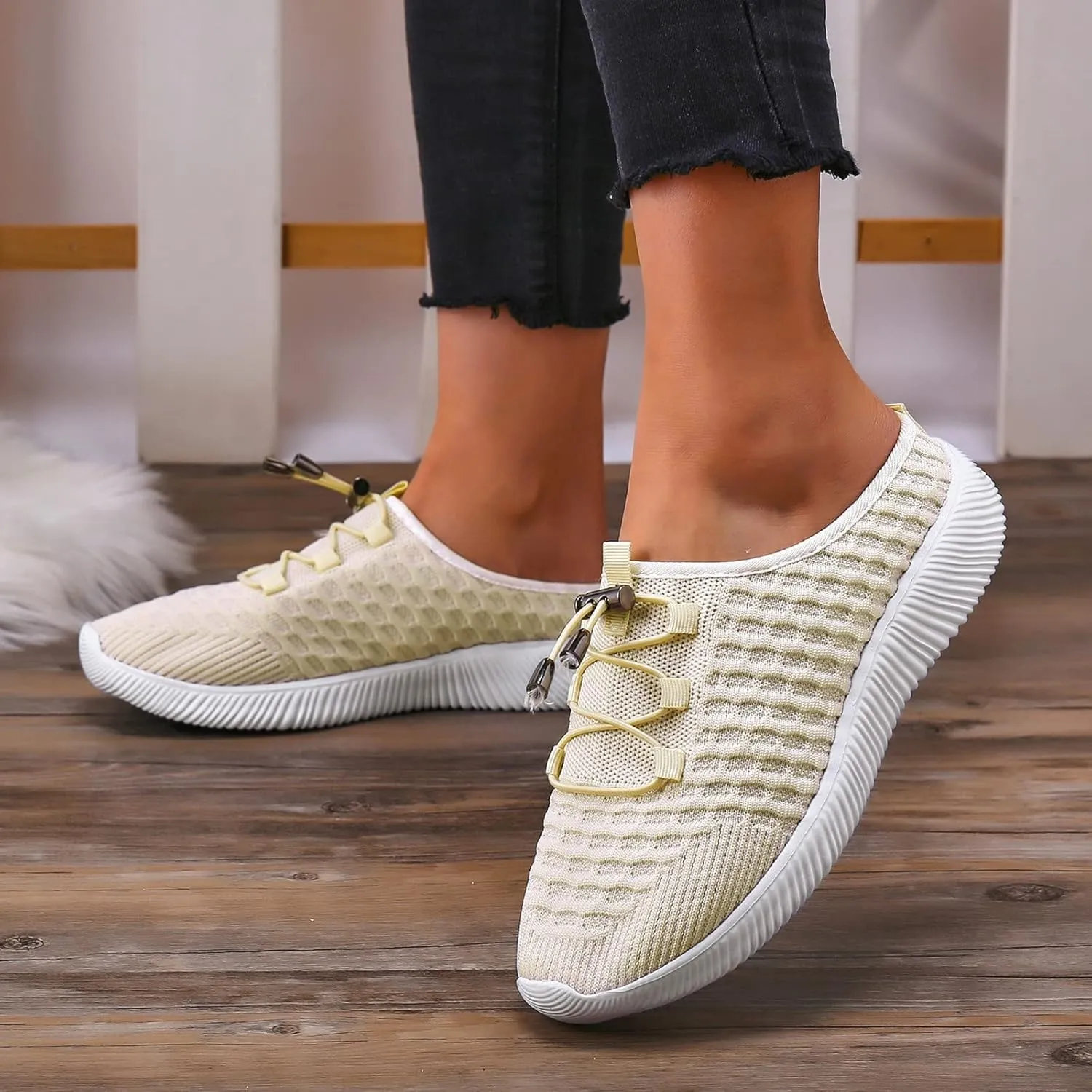 Womens Platform Sneakers Fashion Girls Breathable Canvas Sneaker Slip on Walking Shoe Sneaker Orthopedic Mesh Up Stretch Platform Sneakers Walking Shoes for Lady Summer 2023
