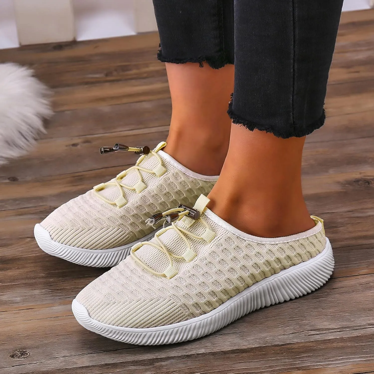 Womens Platform Sneakers Fashion Girls Breathable Canvas Sneaker Slip on Walking Shoe Sneaker Orthopedic Mesh Up Stretch Platform Sneakers Walking Shoes for Lady Summer 2023