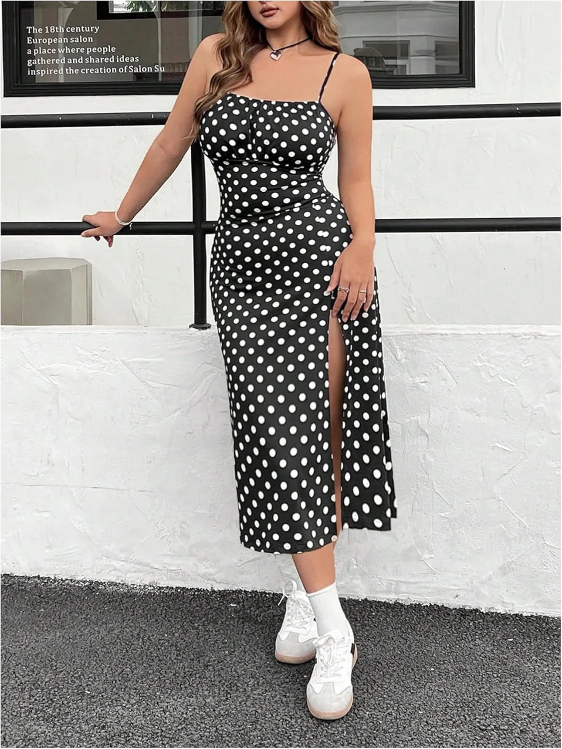 Women's Plus Size Leopard Print Midi Dress Split Thigh Sleeveless Square Neck Bodycon Midi Dresses