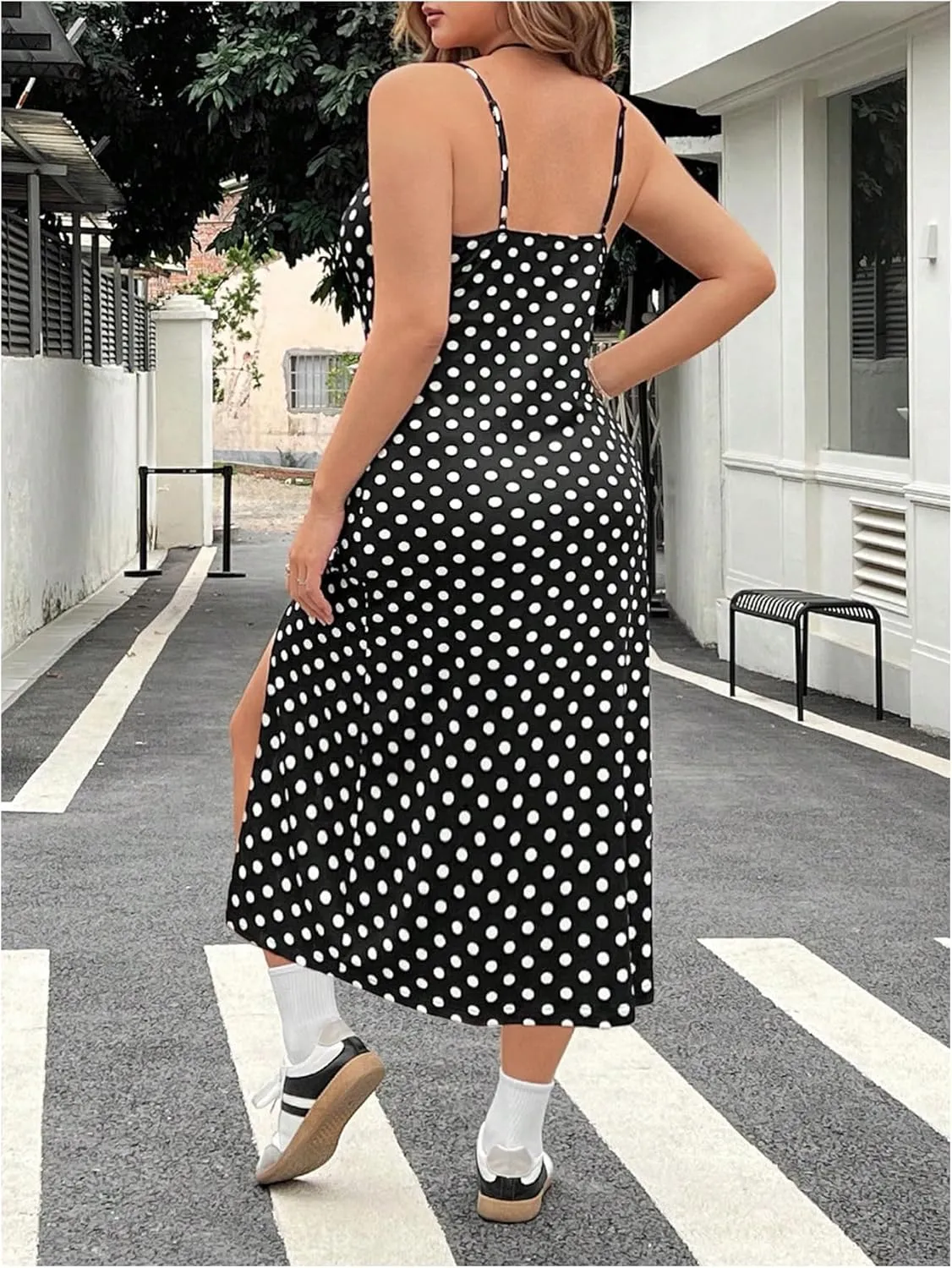 Women's Plus Size Leopard Print Midi Dress Split Thigh Sleeveless Square Neck Bodycon Midi Dresses
