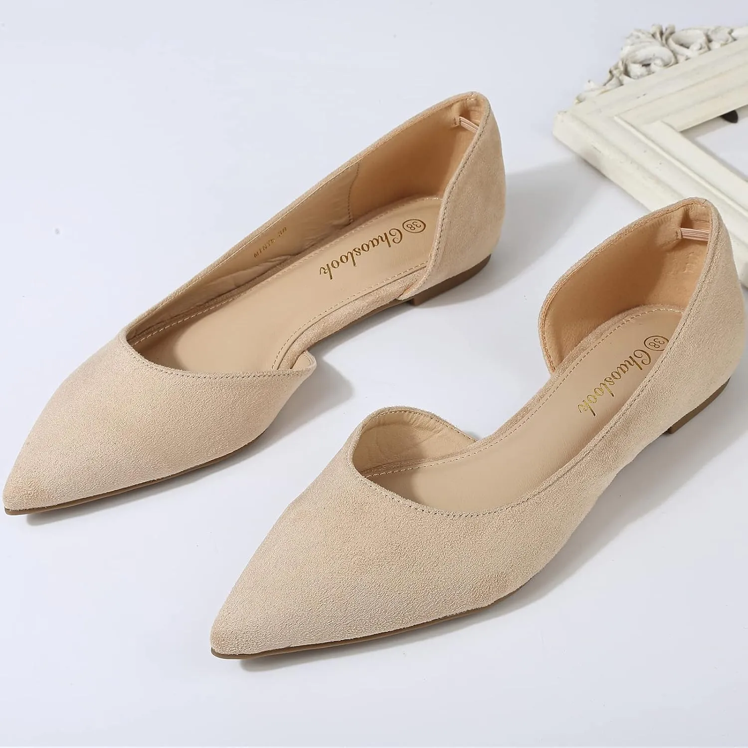 Womens Pointed Toe Black Ballet Flats Comfortable Casual Dress Flats for Women Elegant Memory Foam Flats Shoes with Party Wedding