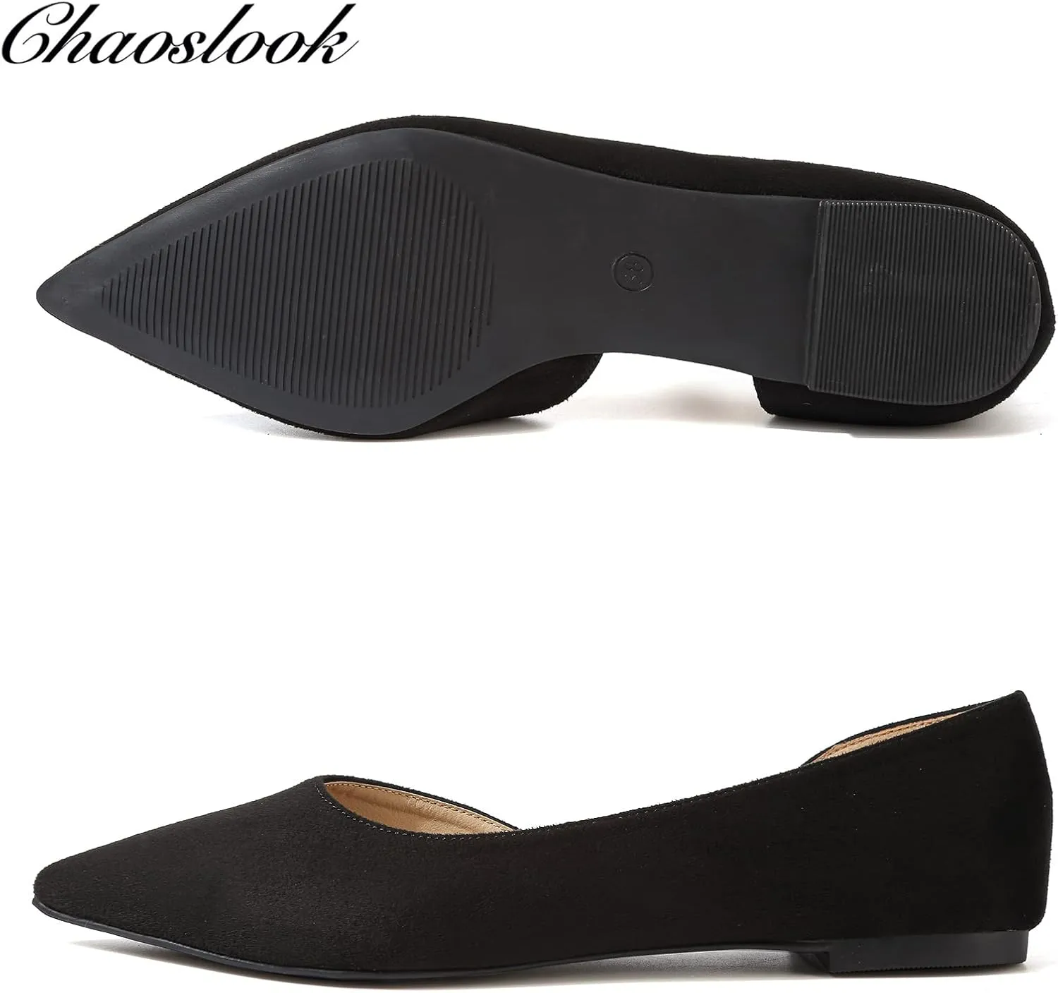 Womens Pointed Toe Black Ballet Flats Comfortable Casual Dress Flats for Women Elegant Memory Foam Flats Shoes with Party Wedding