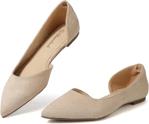 Womens Pointed Toe Black Ballet Flats Comfortable Casual Dress Flats for Women Elegant Memory Foam Flats Shoes with Party Wedding