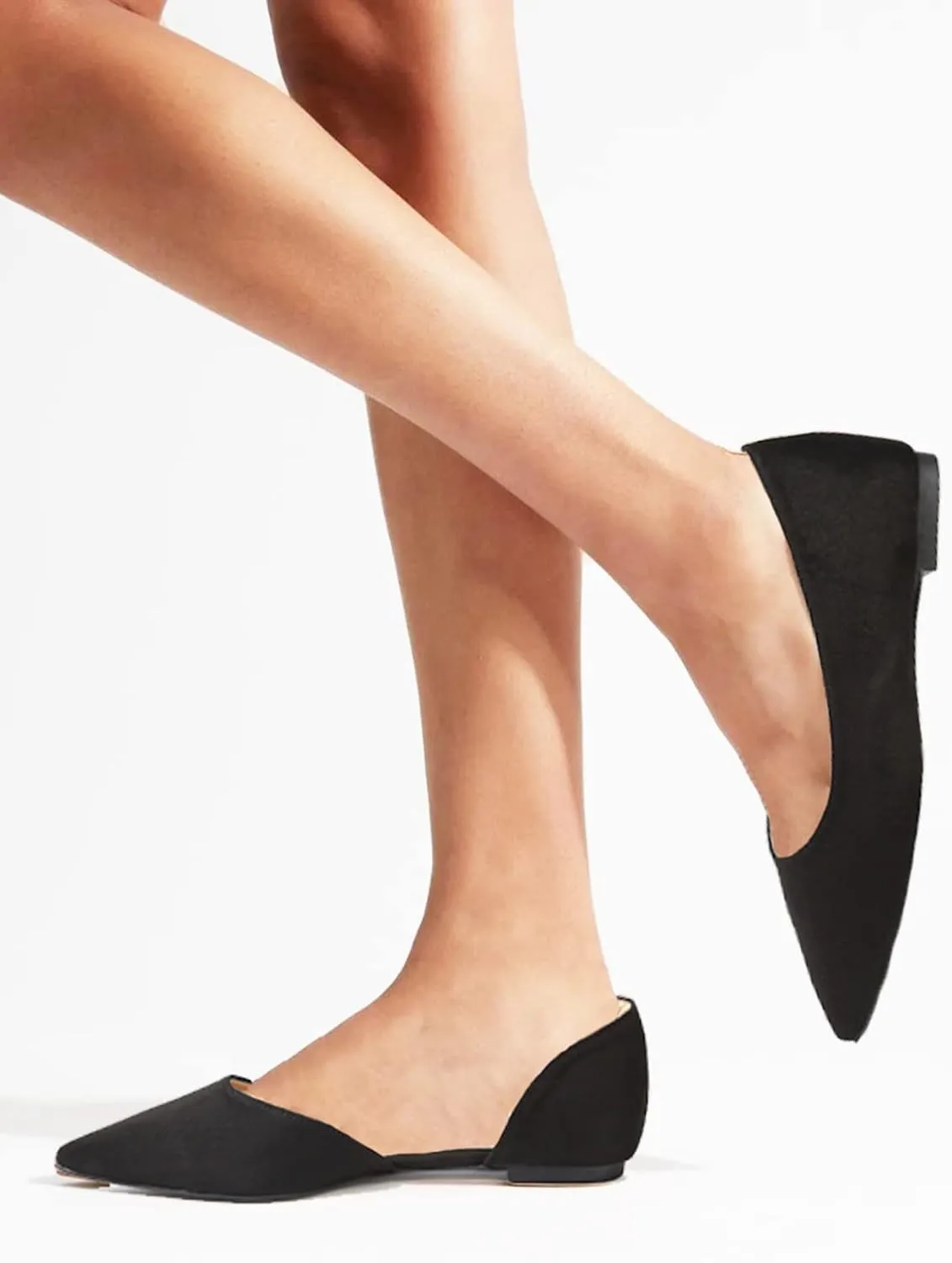 Womens Pointed Toe Black Ballet Flats Comfortable Casual Dress Flats for Women Elegant Memory Foam Flats Shoes with Party Wedding