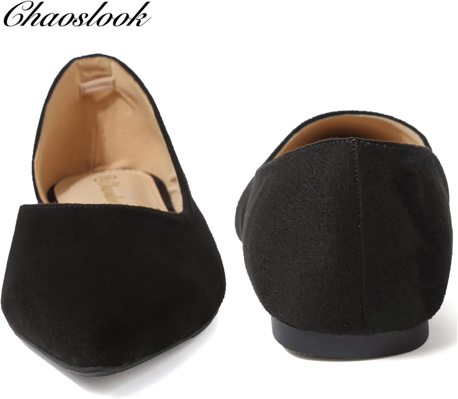 Womens Pointed Toe Black Ballet Flats Comfortable Casual Dress Flats for Women Elegant Memory Foam Flats Shoes with Party Wedding