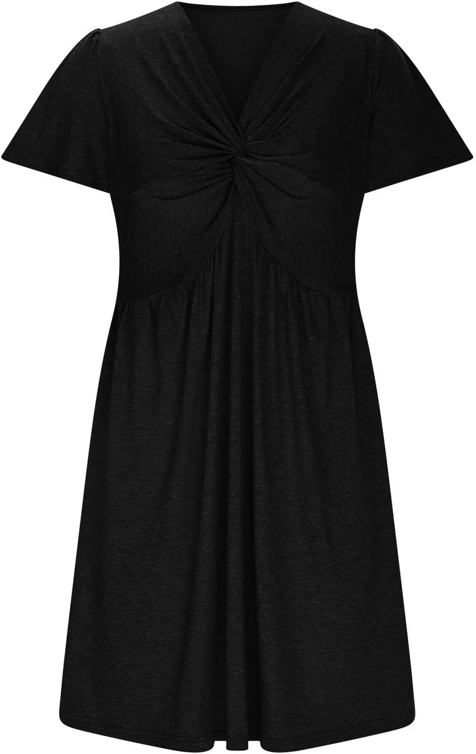 Womens Ruffle Sleeve Layered Mini Dress Smocked Waist Short Dress Boho V Neck Floral Print Cute Summer Dresses