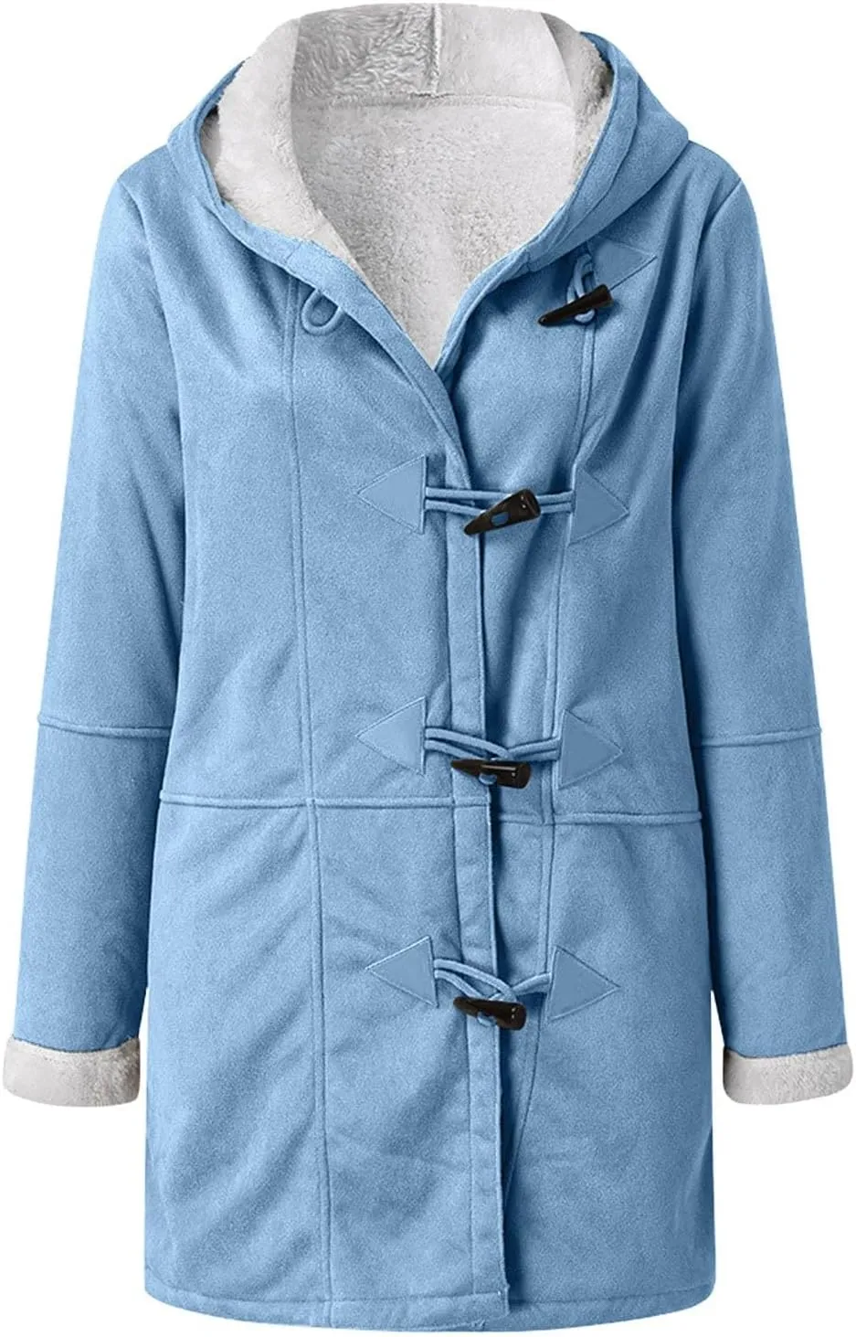 Womens Sherpa Lined Jackets Fashion Winter Fuzzy Fleece Hoodie Sweatshirt Casual Soft Cozy Horn Button Down Coats