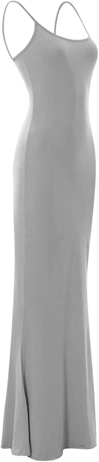 Womens Spaghetti Strap Bodycon Maxi Dress Summer Casual Sleeveless Long Beach Dresses Ruched Elegant Evening Dress