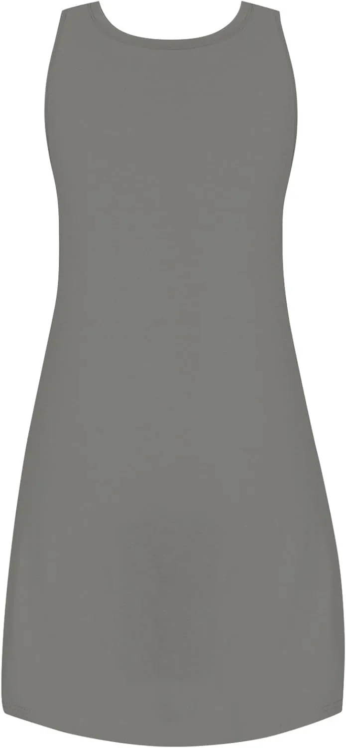 Womens Summer Bodycon Sundress with Pockets Slim Fit Mini Solid Tank Sleeveless Crewneck Casual Dress Sexy Dress
