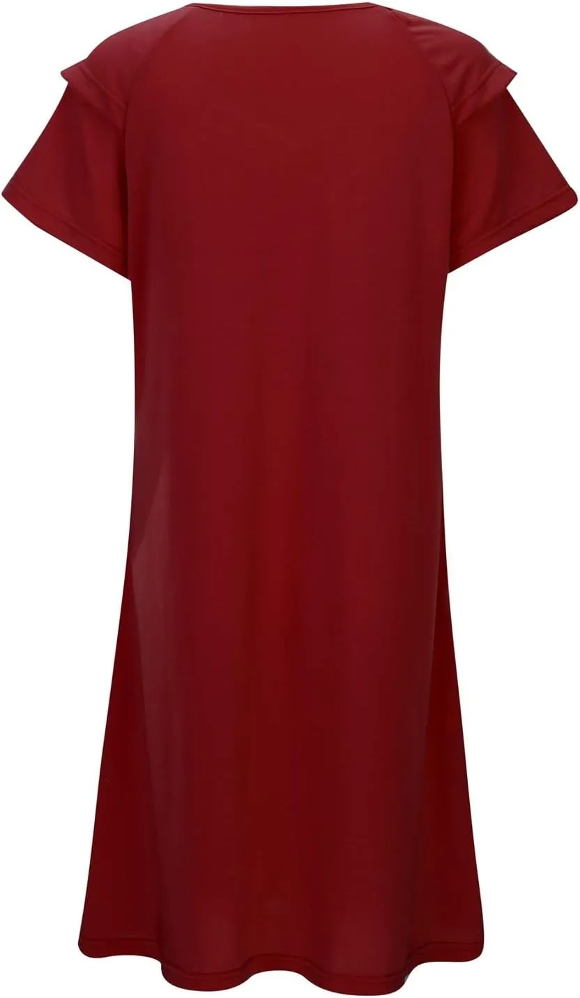Women's Summer Dresses Ruffle Sleeve Sundresses Casual Beach Mini Dresses with Pockets Casual Maxi Dresses for