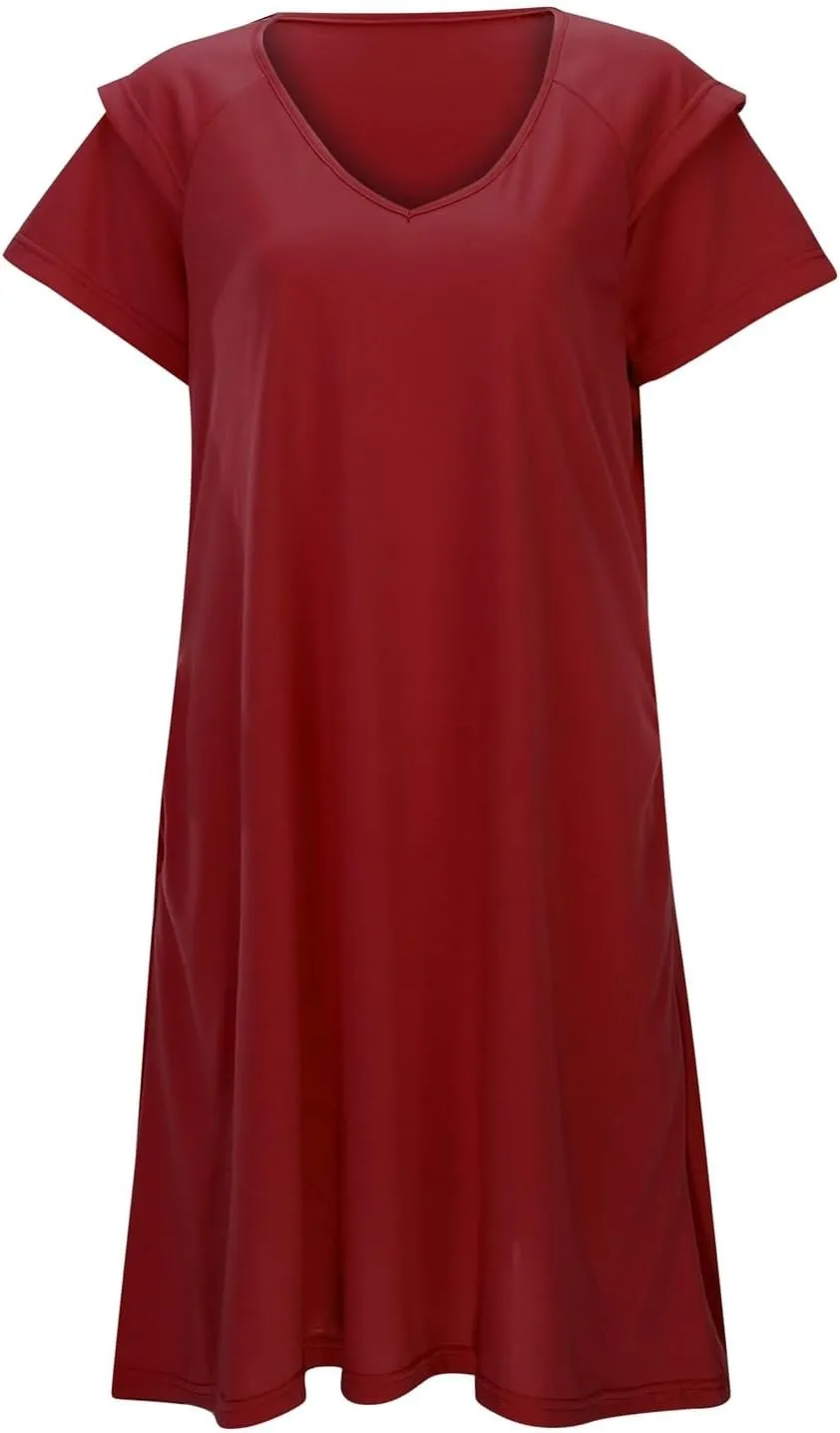 Women's Summer Dresses Ruffle Sleeve Sundresses Casual Beach Mini Dresses with Pockets Casual Maxi Dresses for