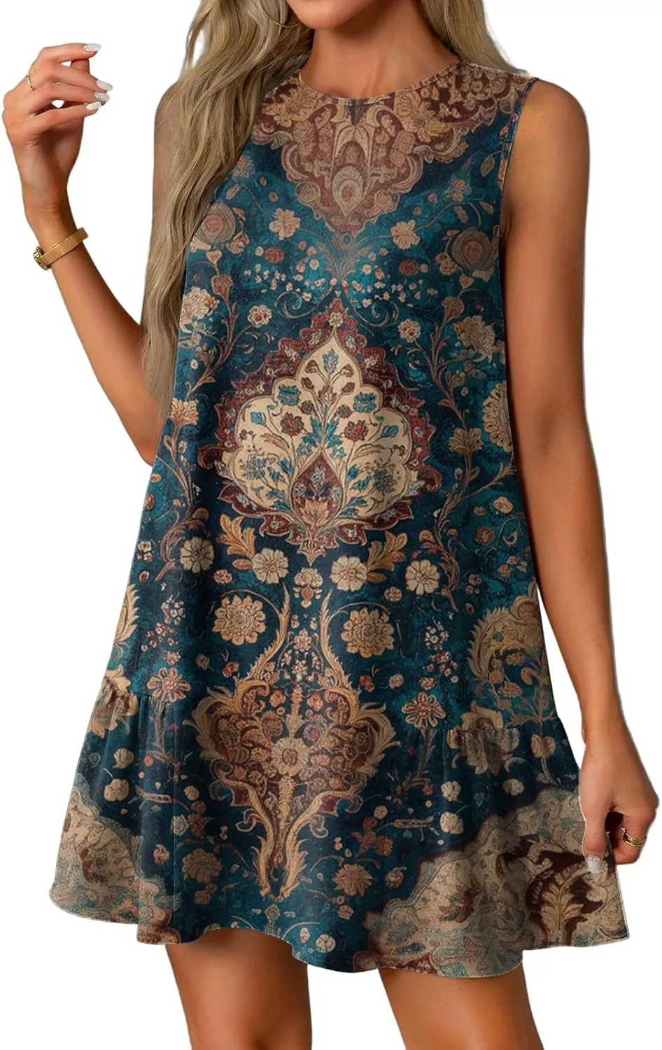 Womens Sundress Summer Dresses for Women 2025 Sleeveless Tank Dress Spring Beach Boho Mini Dress