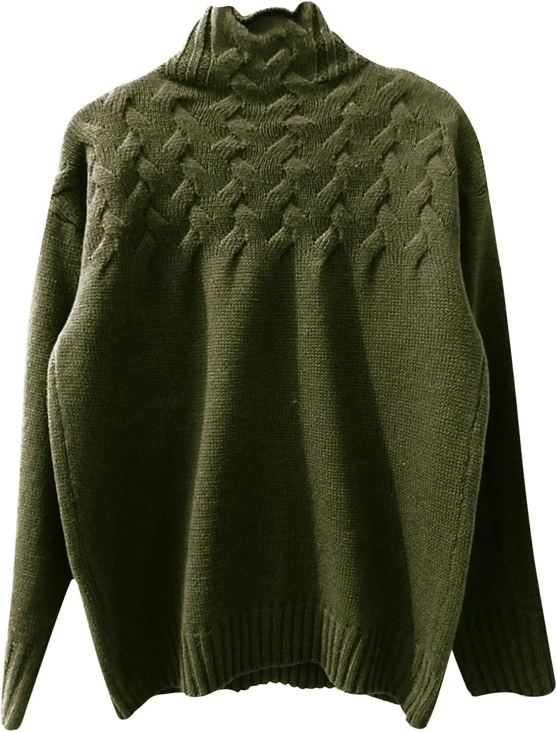 Women's Turtleneck Sweaters 2024 Fall Winter Slouchy Comfy Solid Knit Chunky Sweater Casual Loose Jumper Tops