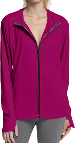 Women's UPF Sun Protection Shirts SPF Jacket UV Zip Up Hoodie Long Sleeve Summer Ice Silk Outdoor with Pockets