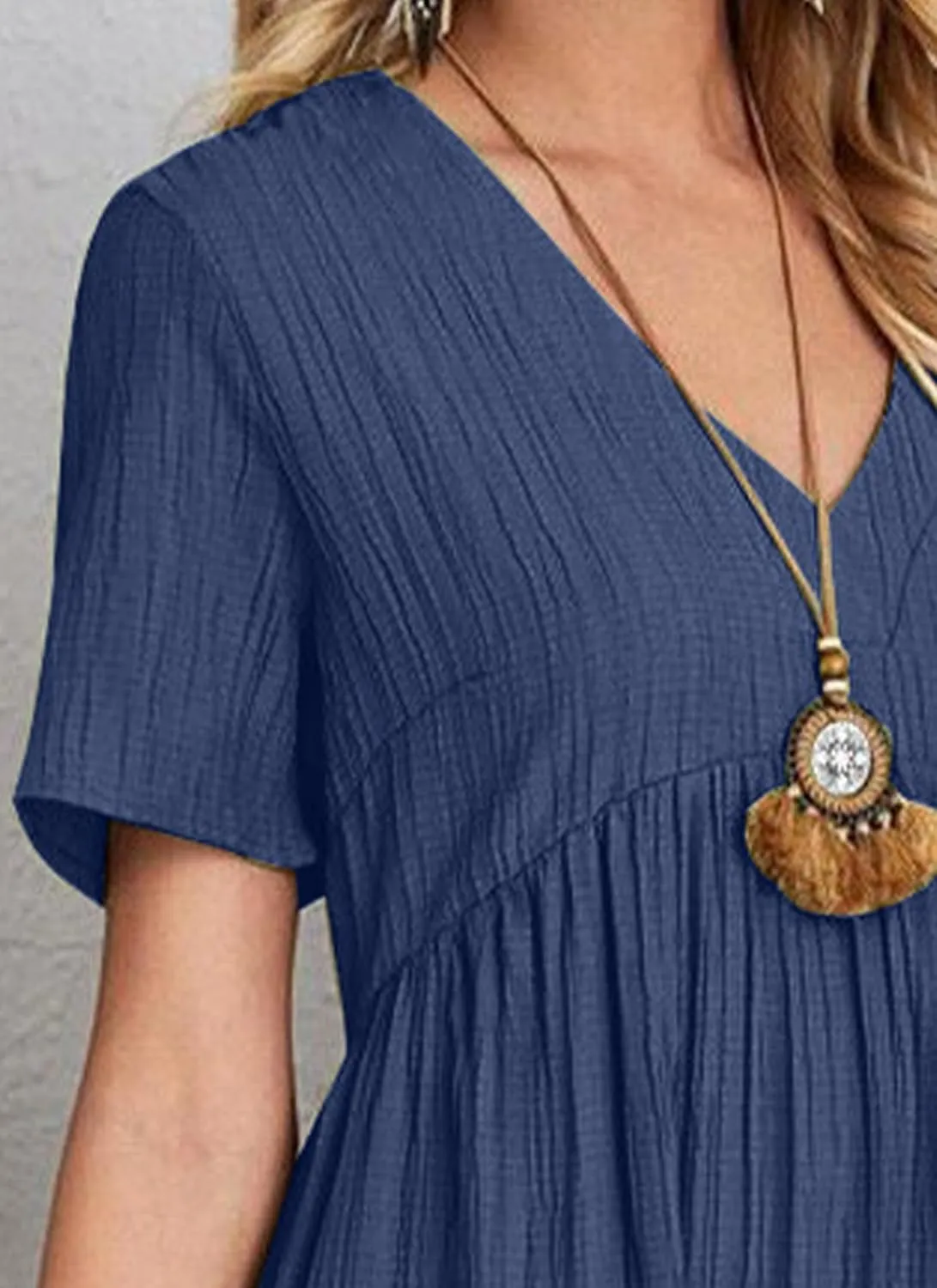 Women's V Neck Short Sleeve Ruffle Hem Mini Dress 2025 Summer Elegant Soft Boho Flowy A-Line Solid Chiffon Tunic Dresses