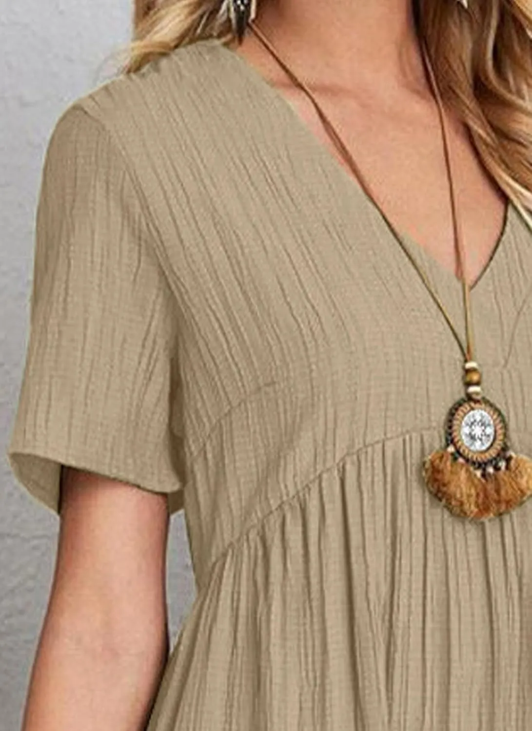 Women's V Neck Short Sleeve Ruffle Hem Mini Dress 2025 Summer Elegant Soft Boho Flowy A-Line Solid Chiffon Tunic Dresses