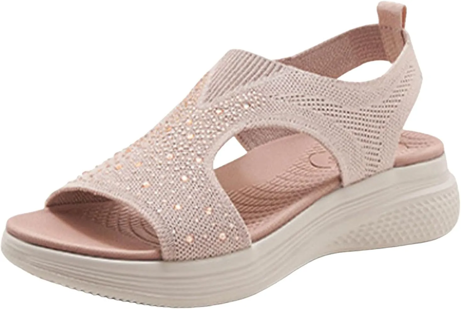 Women's Walking Sport Sandals Comfortable Casual Sandals Breathable Knit Slingback Platform Outdoor Summer Shoes