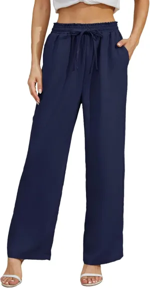 Women's Wide Leg Pant High Waist Palazzo Pant Spring Flowy Summer Trousers with Pocket Summer Outfits 2024 Trendy